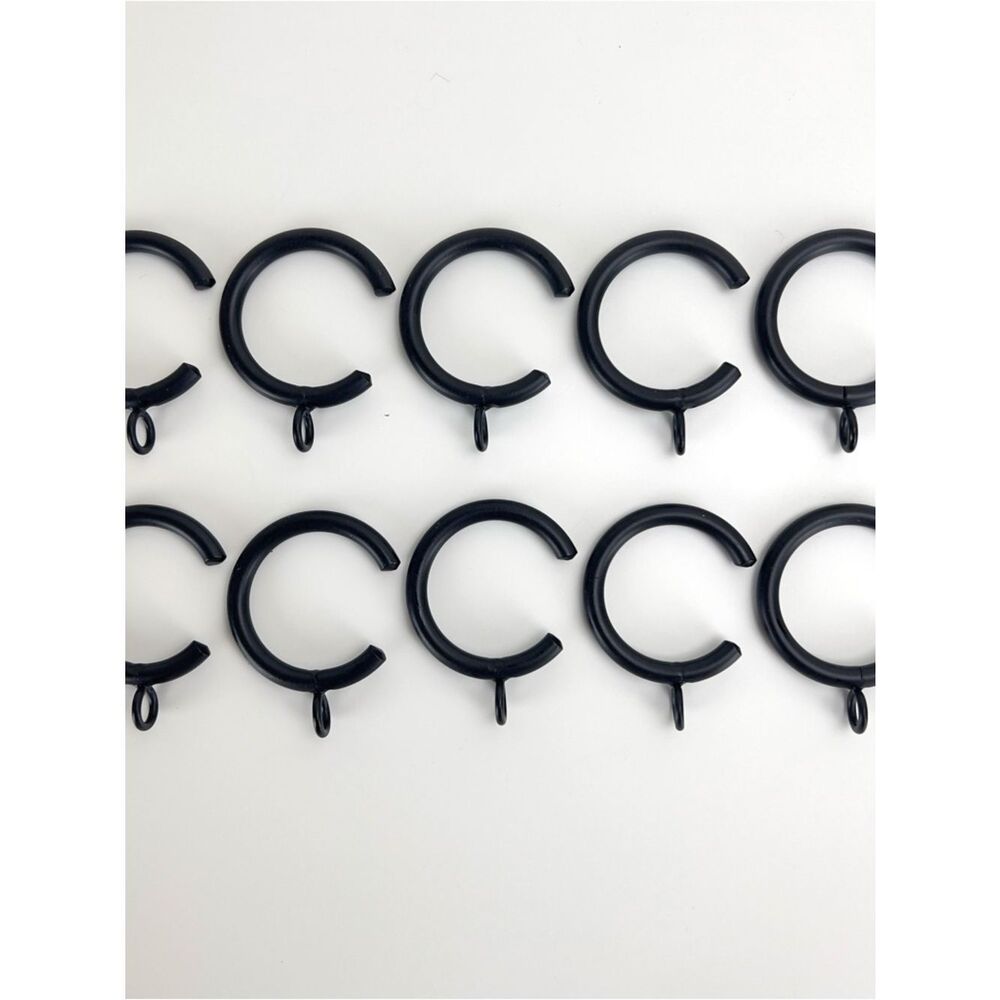 2" C BYPASS BLACK IRON drapery curtain drape ring with eyelet set of 10